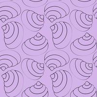 Seamless vector pattern with outline purple seashells