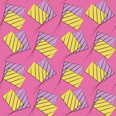 Seamless vector pattern with outline flag stick