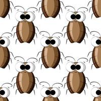 Seamless vector pattern with color cute cockroach