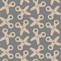 Seamless vector pattern with outline beige scissors