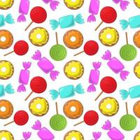 Seamless vector pattern with Lolipop, candy and donut