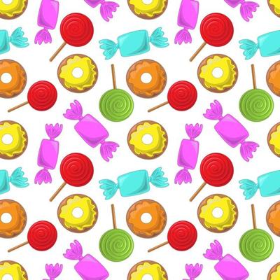Seamless vector pattern with Lolipop, candy and donut