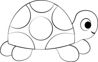 linda tortuga de dibujos animados. dibujar ilustraciones en blanco y negro vector