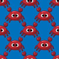 Seamless vector pattern with cute cartoon crab