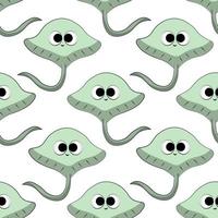 Seamless vector pattern with cute cartoon stingray