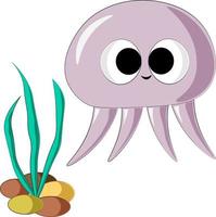 Cute cartoon Jellyfish. Draw illustration in color vector