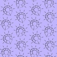Seamless vector pattern with outline purple diamond