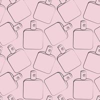 Seamless vector pattern with outline pink perfume
