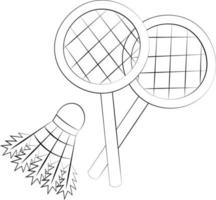 Single element Shuttlecock and racket. Draw illustration in black and white vector