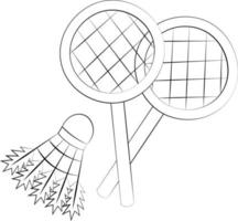 Single element Shuttlecock and racket. Draw illustration in black and white vector