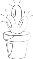 cactus de un solo elemento en maceta. dibujar ilustraciones en blanco y negro vector