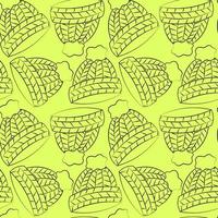 Seamless vector pattern with outline green headwear