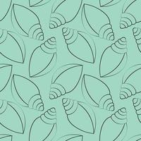 Seamless vector pattern with outline blue seashells