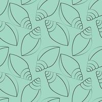 Seamless vector pattern with outline blue seashells