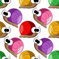 Seamless vector pattern with color cute snail