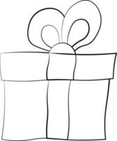 Single element Gift box. Draw illustration in black and white vector