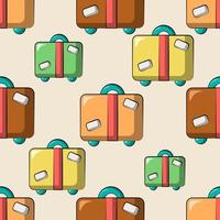 Seamless vector pattern with color travel suitcase