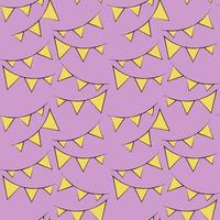 Seamless vector pattern with outline yellow flags