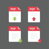 diseño plano con conjunto de iconos de archivos pdf, ilustración de elemento de diseño vectorial vector