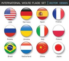 bandera internacional puesta en círculo, ilustración de elementos de diseño vectorial vector