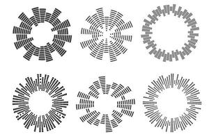 Abstract circular equalizer. Eq round audio soundwaves. Round graphic equalizer. Vector illustration isolated on white background.