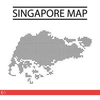 Singapore Map dot vector design free download with illustration of land and country flag editable