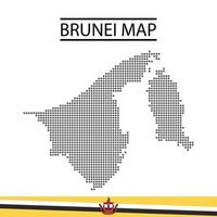 Brunei Darussalam Map dot free vector design with illustration of country flag and type isolated editable ready to use