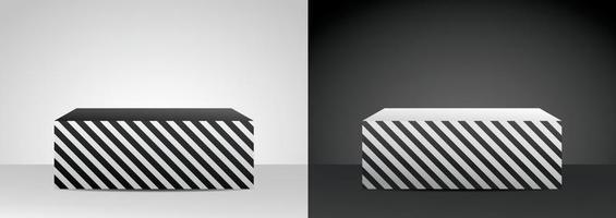 cool black and white oblique striped pattern podium display 3d illustration vector