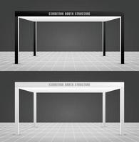 black and white cool minimal style exhibition booth structure 3d illustration vector