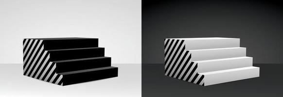 street style black and white striped graphic pattern stair display 3d illustration vector