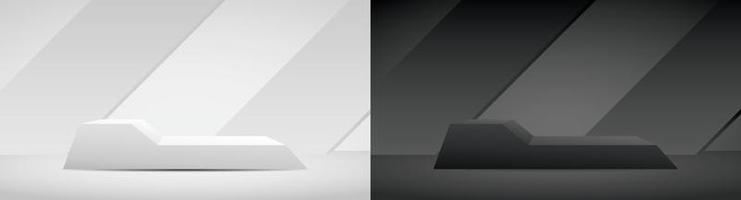vector de ilustración 3d de exhibición de estante de producto moderno en blanco y negro de ancho mínimo para colocar su objeto