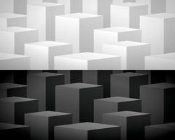 black and white abstract geometric cube steps background 3d illustration vector