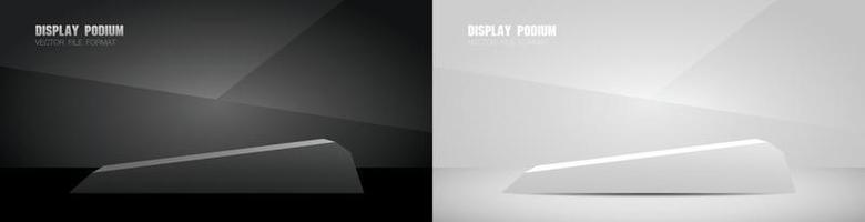 vector de ilustración 3d de estante de exhibición de podio de estilo moderno minimalista en blanco y negro fresco