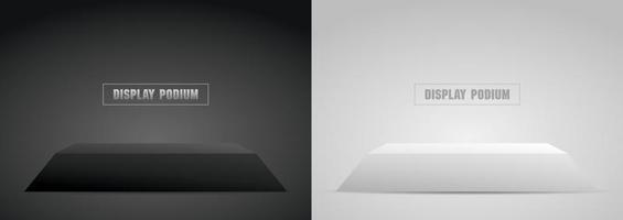 black and white minimal trapezoid podium display 3d illustration vector for putting your object
