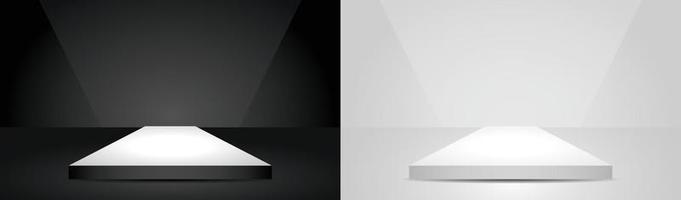 black and white minimal light square podium display 3d illustration vector for putting your object