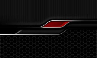 Abstract red black silver metal geometric banner hexagon mesh pattern design modern futuristic technology background vector