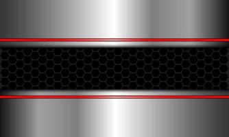 Abstract silver red line black hexagon mesh design modern futuristic technology background vector