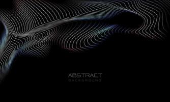 luz de movimiento de curva de onda de puntos de color 3d abstracto en negro con diseño de espacio en blanco vector de fondo de tecnología futurista moderna