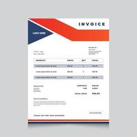 Minimal Corporate Business Invoice Design Template. Print ready invoice template for your business vector