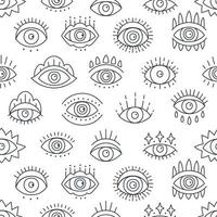 fondo con varios talismanes de ojo de símbolo turco dibujados a mano. vector