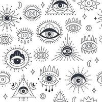 Background with hand drawn witchcraft magical religion eye talisman. vector