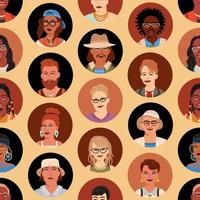 People avatar seamless pattern. Vector flat style cartoon illustration