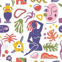 formas abstractas de patrones sin fisuras. ilustración de fondo de estilo matisse plano vector