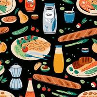 Bright seamless pattern for kitchen design, for the menu vector