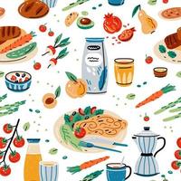 Bright seamless pattern for kitchen design, for the menu vector