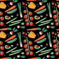 Bright seamless pattern with vegetables for kitchen design, for the menu vector