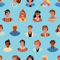 People avatar seamless pattern. Vector flat style cartoon illustration