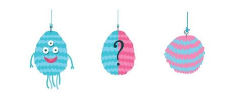 A set of pinatas for a gender party and a baby shower vector