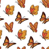 Colorful butterfly seamless pattern. Summer design. Hand drawn vector illustration