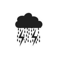 lightning rain cloud icon vector. weather forecast symbol, heavy rain with lightning, rainy season. simple flat template vector